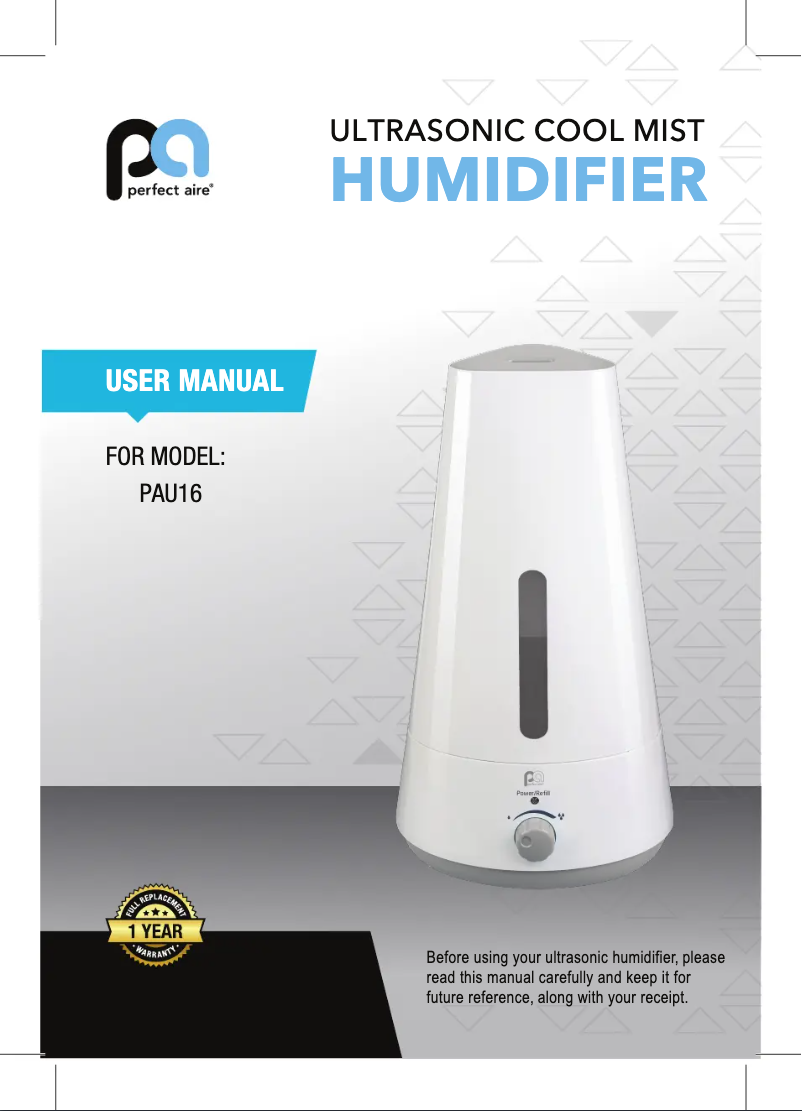 Page 1 de la notice Manuel utilisateur Perfect Aire PAU16