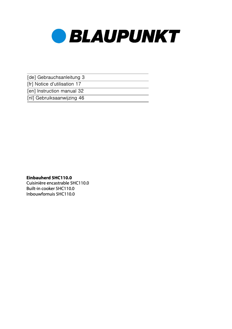 Page 1 de la notice Mode d'emploi Blaupunkt 5HC11050