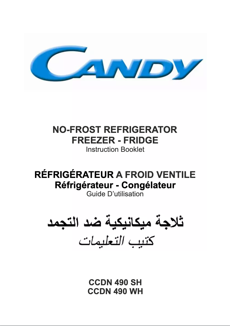 Page 1 de la notice Manuel utilisateur Candy CCDN 490 SH