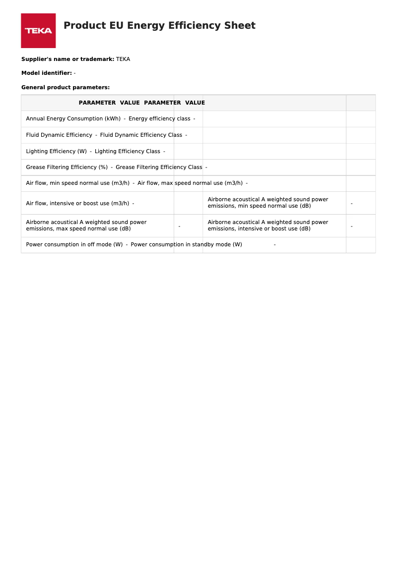 Page n°1 - Label énergétique Teka DBB 70