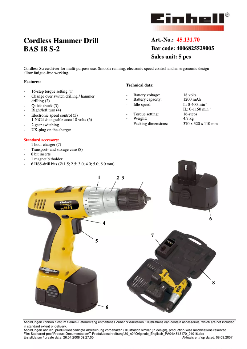 Image de la première page du manuel de l'appareil BAS 18 S-2