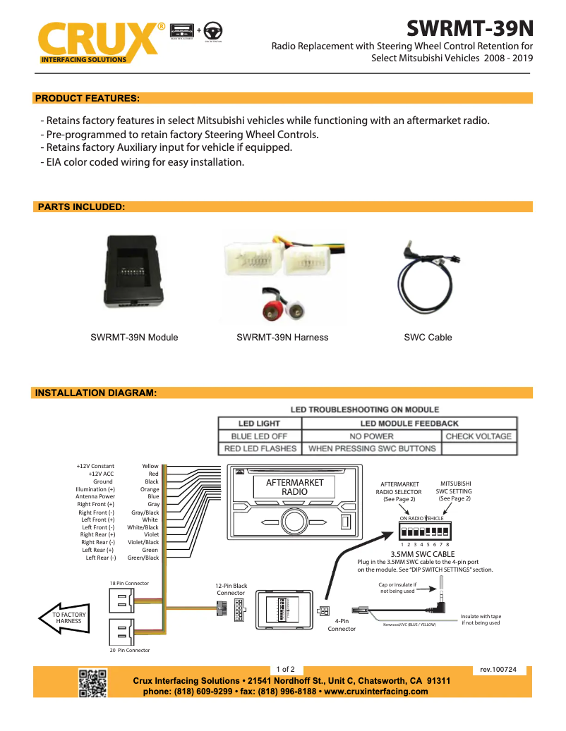 Page 1 de la notice Manuel utilisateur CRUX SWRMT-39N