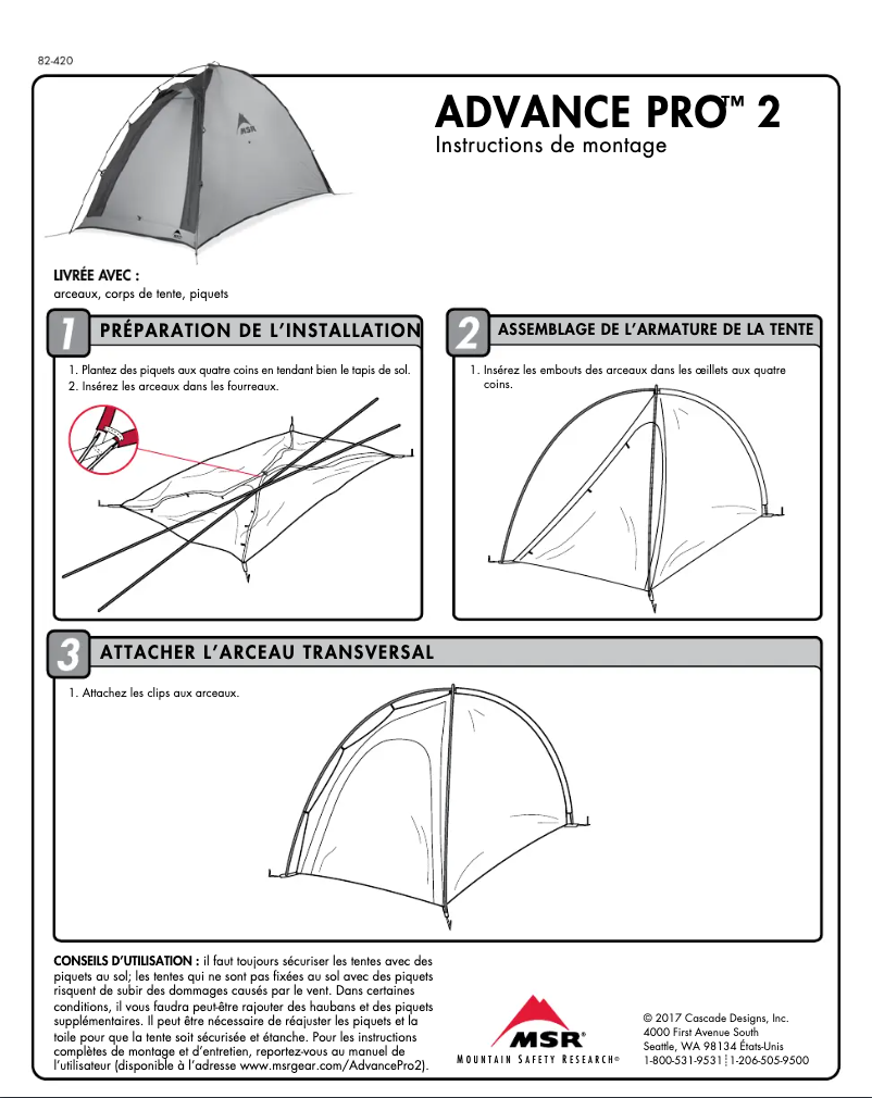 Page 1 de la notice Manuel utilisateur MSR Advance Pro 2
