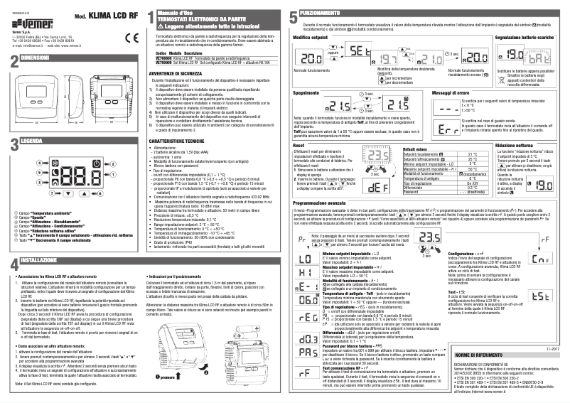 Page n°1 - Manuel utilisateur Vemer Klima LCD RF
