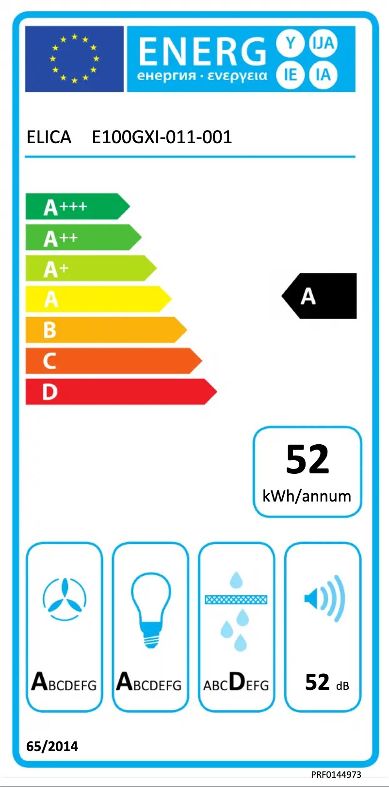 Page n°1 - Label énergétique Elica PRF0144973