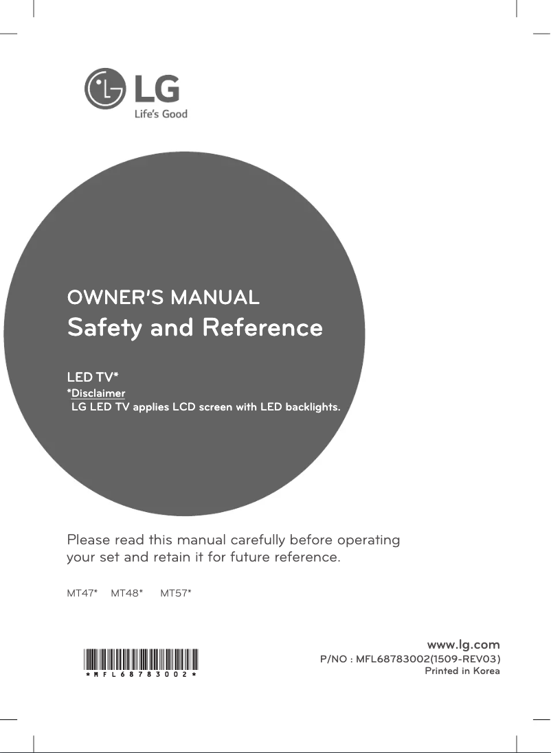 Page n°1 - Manuel utilisateur LG 20MT47AC