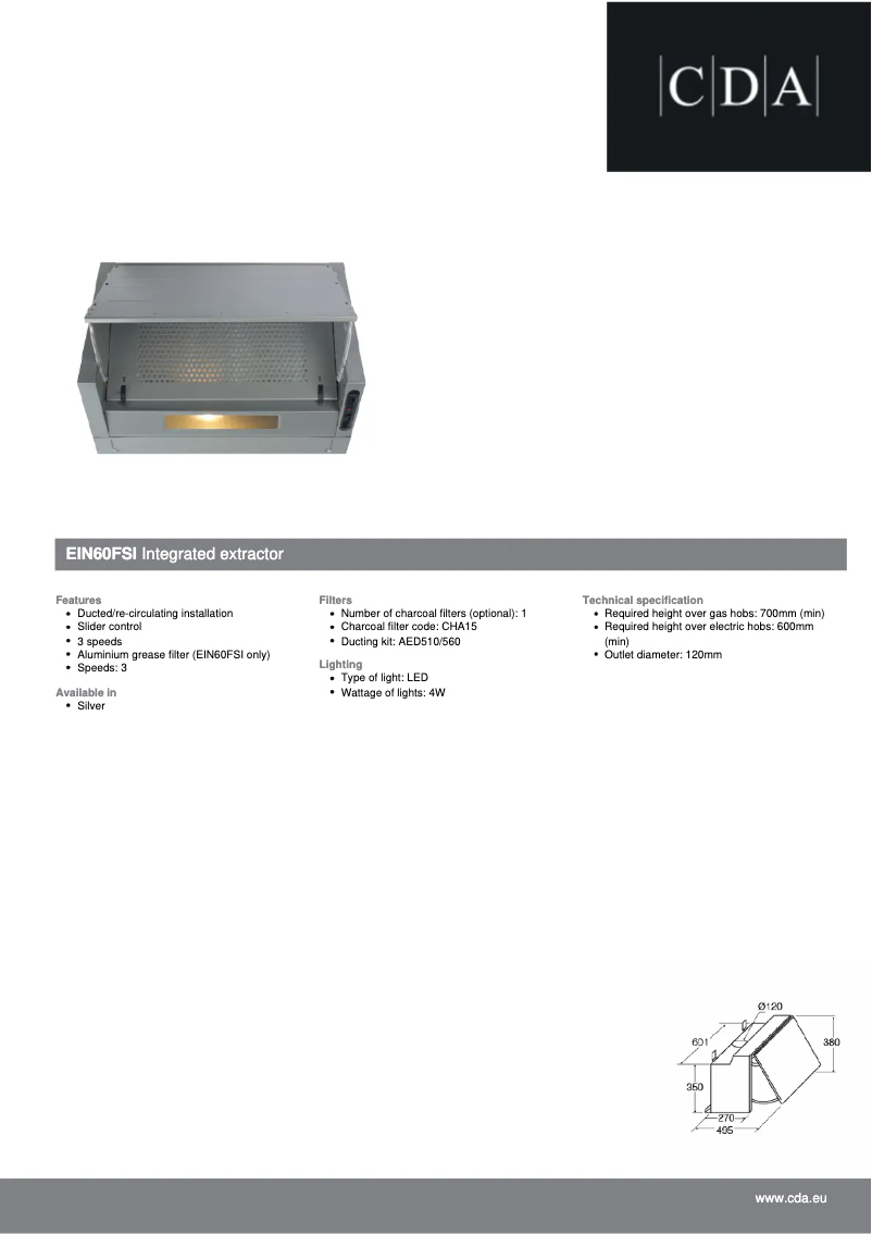 Page n°1 - Fiche technique CDA EIN60FSI