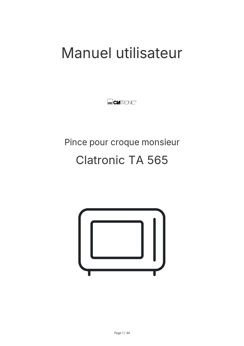 Image de la première page du manuel de l'appareil TA 565