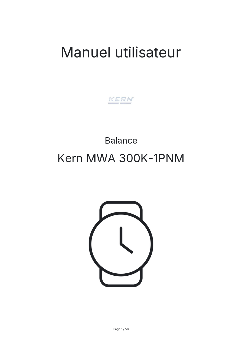 Image de la première page du manuel de l'appareil MWA 300K-1PNM