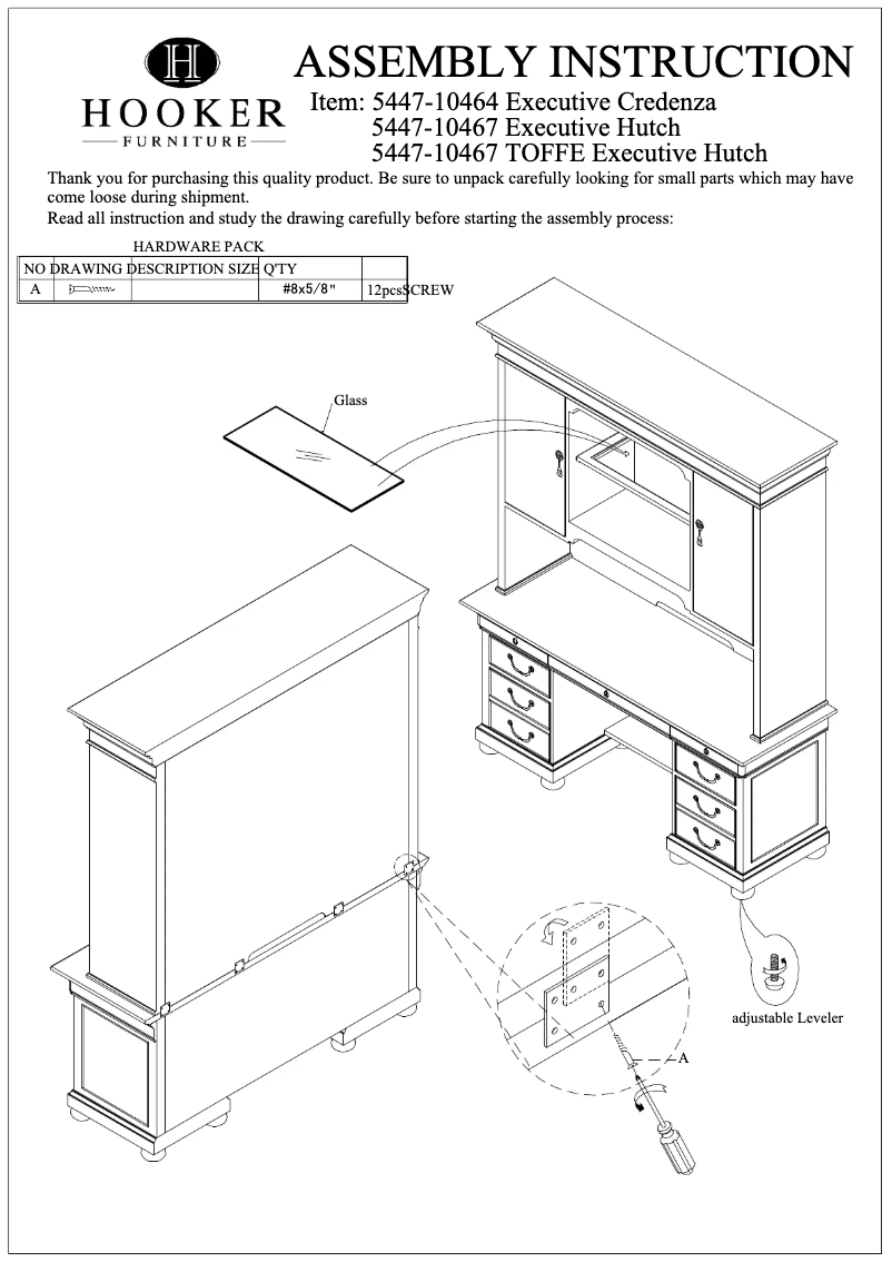 Page 1 de la notice Manuel utilisateur Hooker 5447-10464