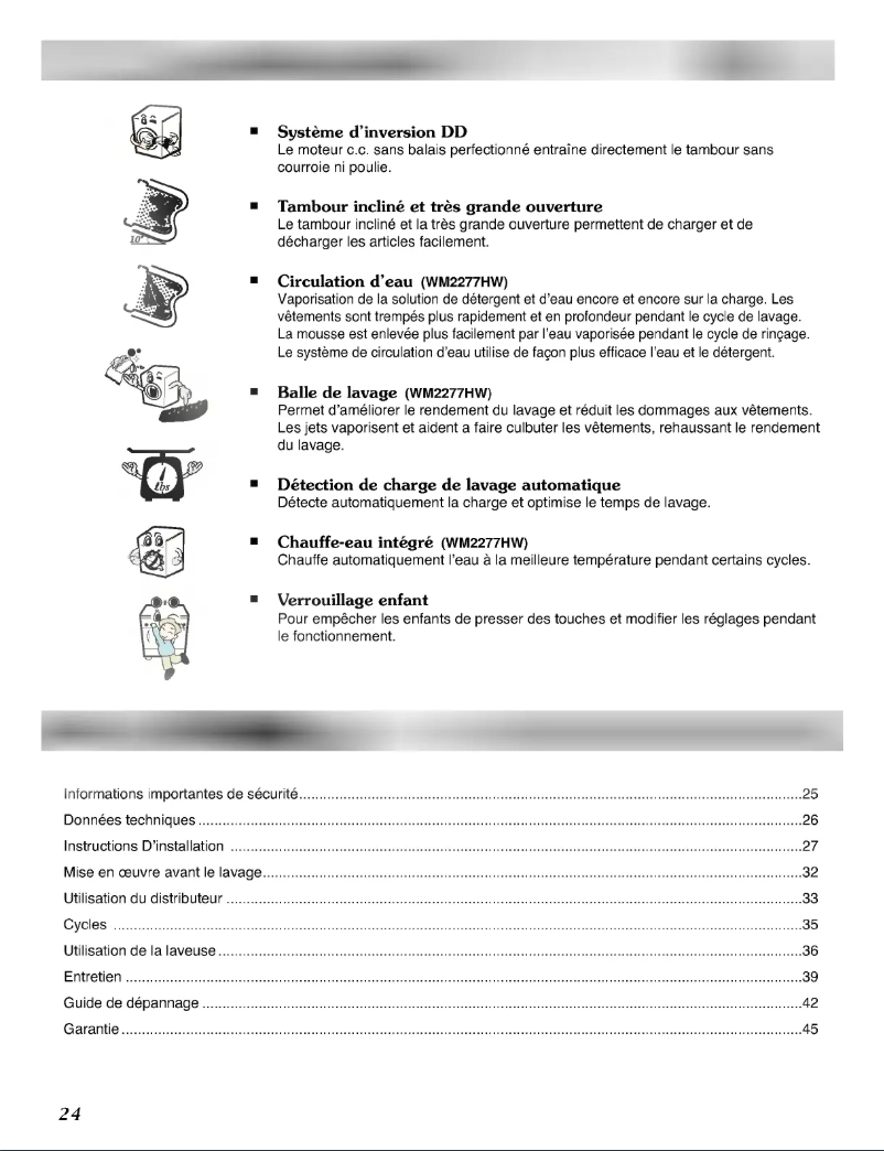 Page 1 de la notice Manuel utilisateur LG WM2277HW