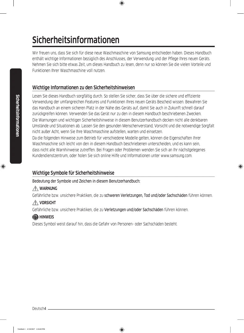 Page n°1 - Guide d'installation Samsung WW80J54E0BX