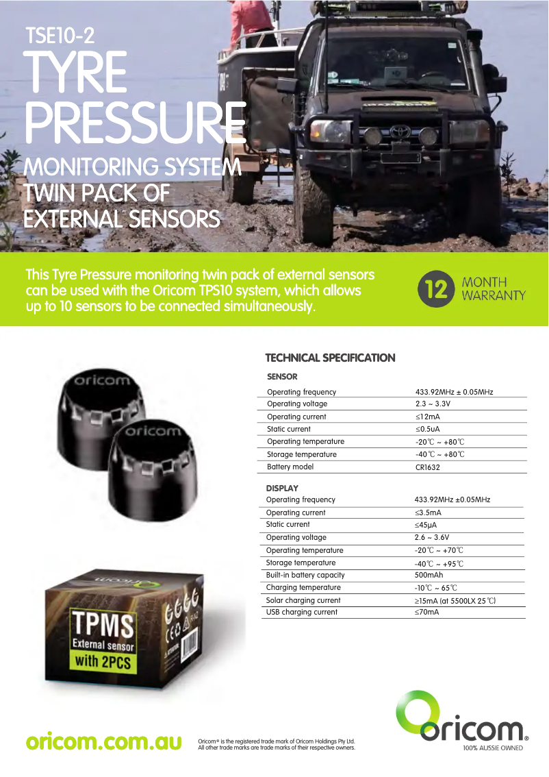 Page 1 de la notice Manuel utilisateur Oricom TWIN