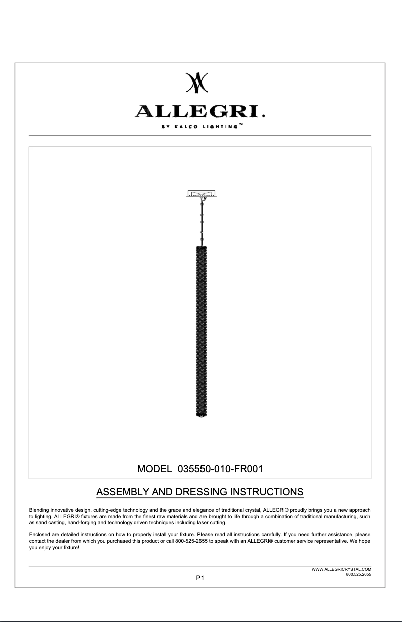 Page n°1 - Manuel utilisateur Allegri Lina 035550-010-FR001