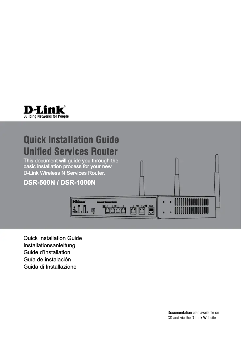 Página 1 del manual Guía de instalación D-Link DSR-500N