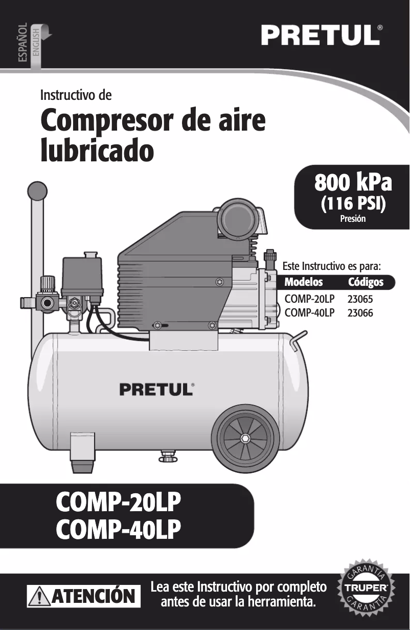 Page n°1 - Manuel utilisateur Pretul COMP-20LP