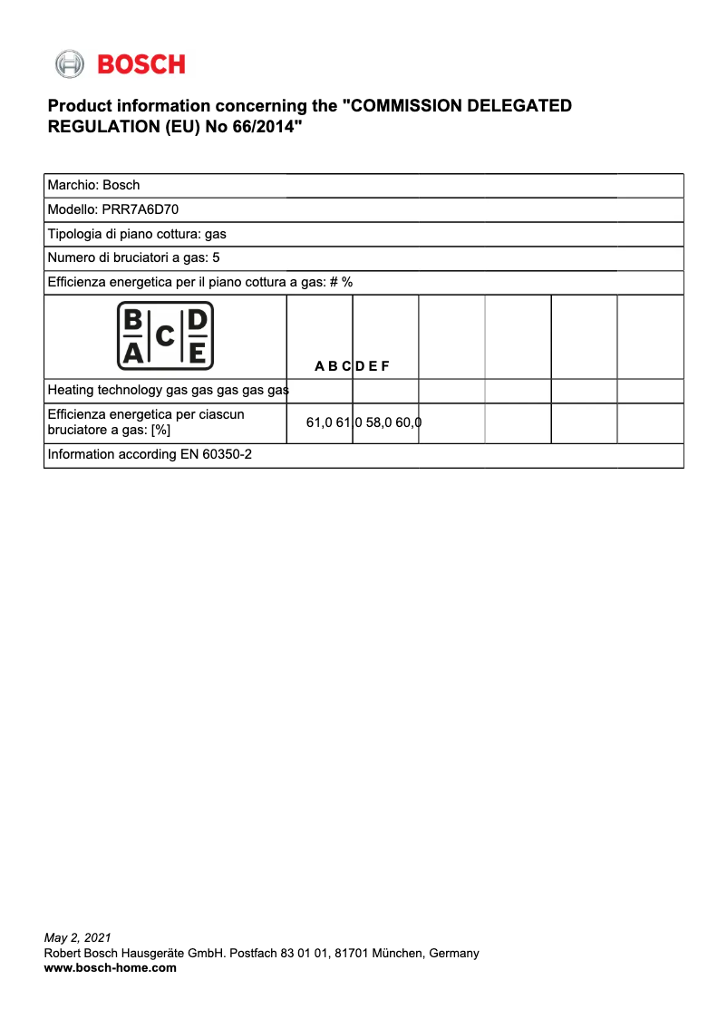 Página 1 del manual Ficha técnica Bosch PRR7A6D70