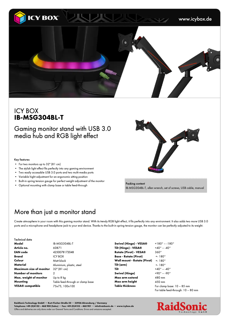 Page n°1 - Manuel utilisateur Icy Box IB-MSG304BL-T