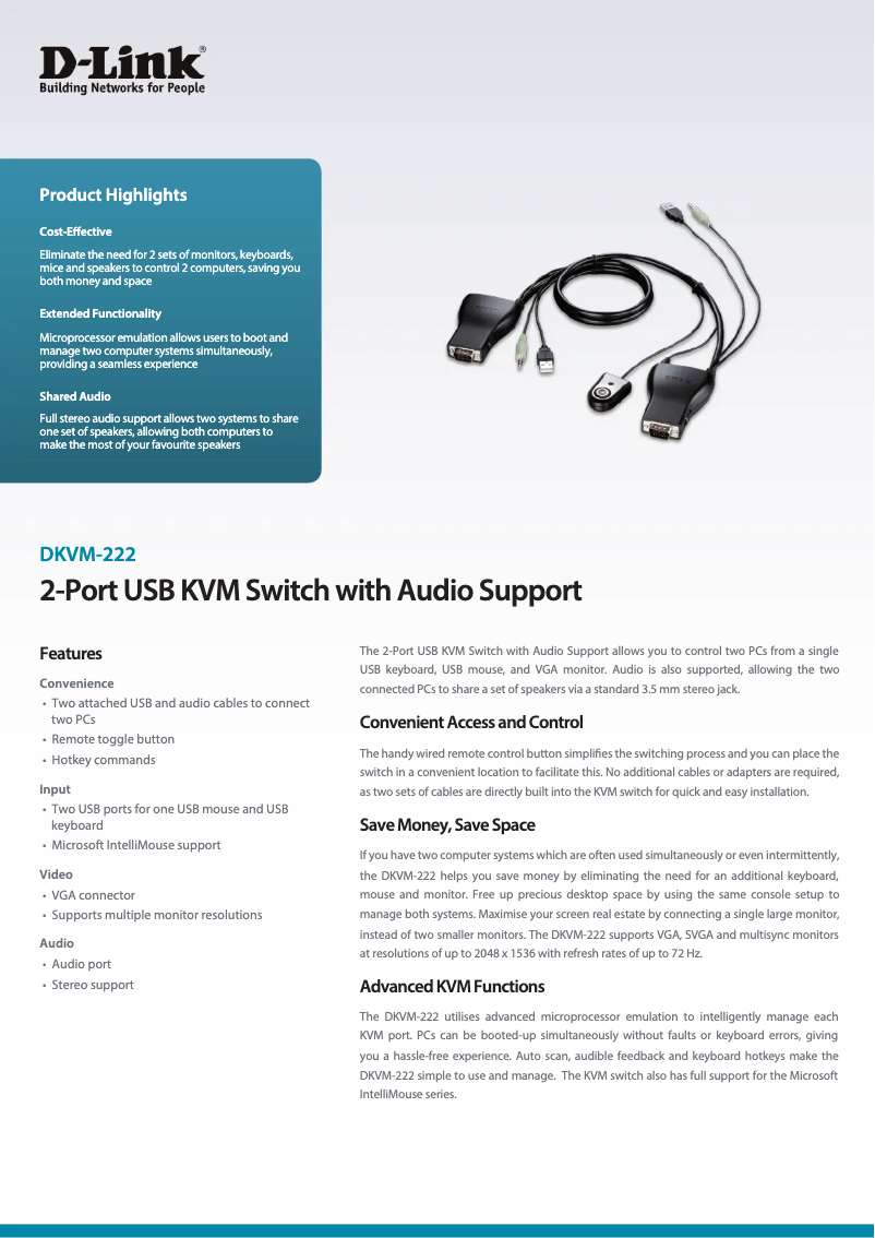 Page n°1 - Fiche technique D-Link DKVM-222