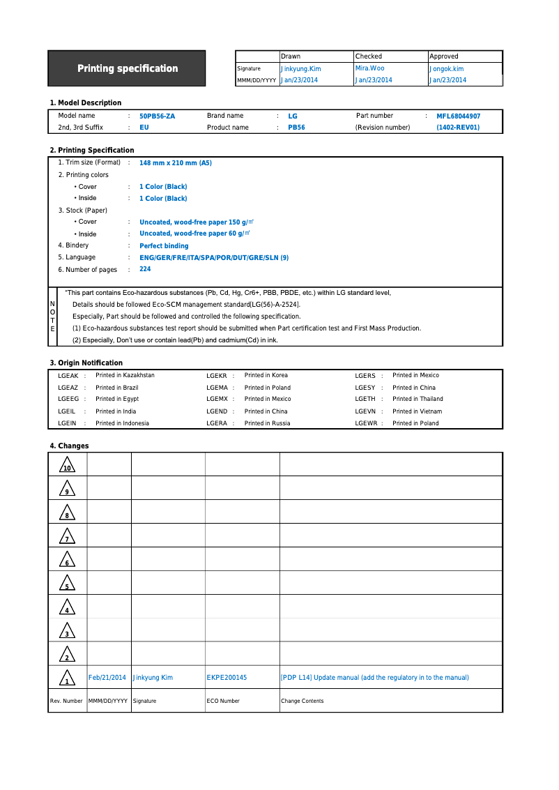 Image de la première page du manuel de l'appareil 60PB560U