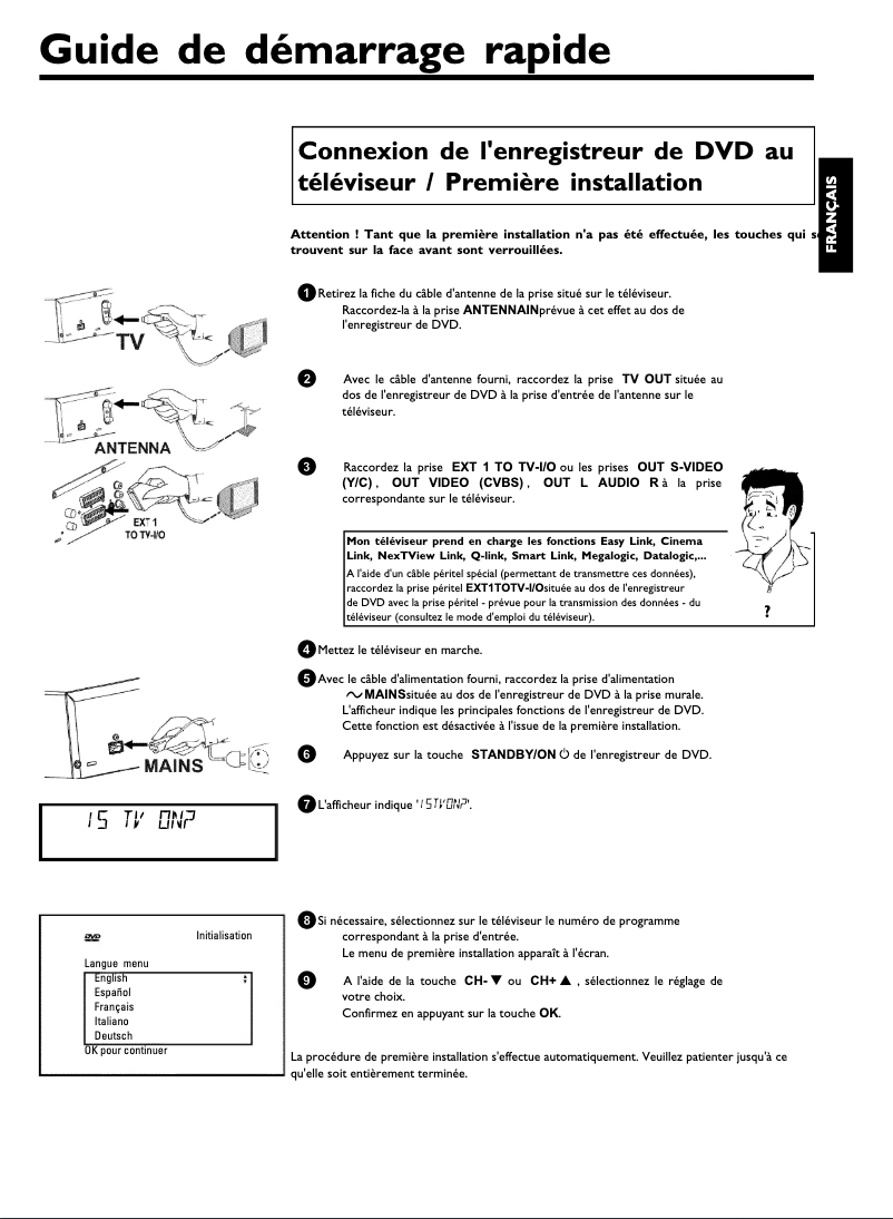 Page 1 de la notice Guide de démarrage rapide Philips DVDR75