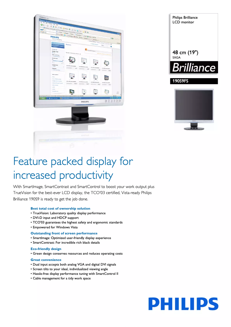 First page image of the manual for Brilliance 190S9FS