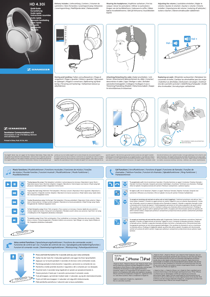 Page 1 de la notice Manuel utilisateur Sennheiser HD 4.30i