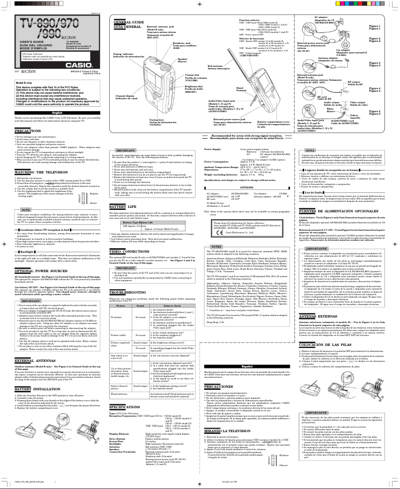 Image de la première page du manuel de l'appareil TV-890
