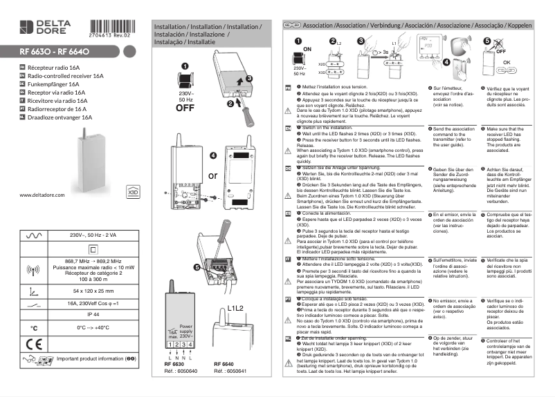 Page 1 de la notice Manuel utilisateur Delta Dore RF 6640