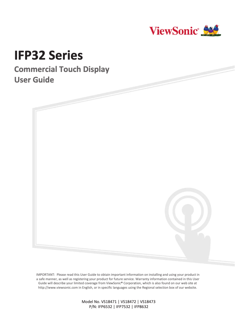 Page 1 de la notice Manuel utilisateur Viewsonic IFP7532