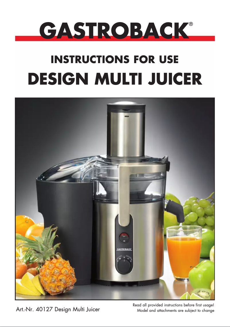 Image de la première page du manuel de l'appareil 40127