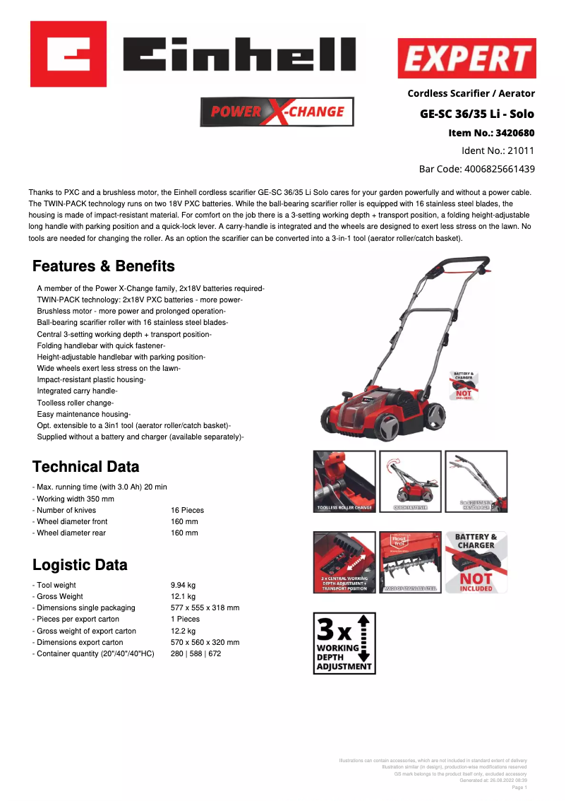 Image de la première page du manuel de l'appareil GE-SC 36/35 Li