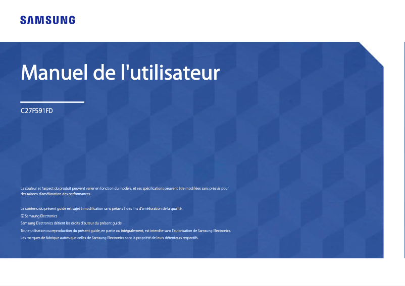 Page 1 de la notice Manuel utilisateur Samsung C27F591FDI