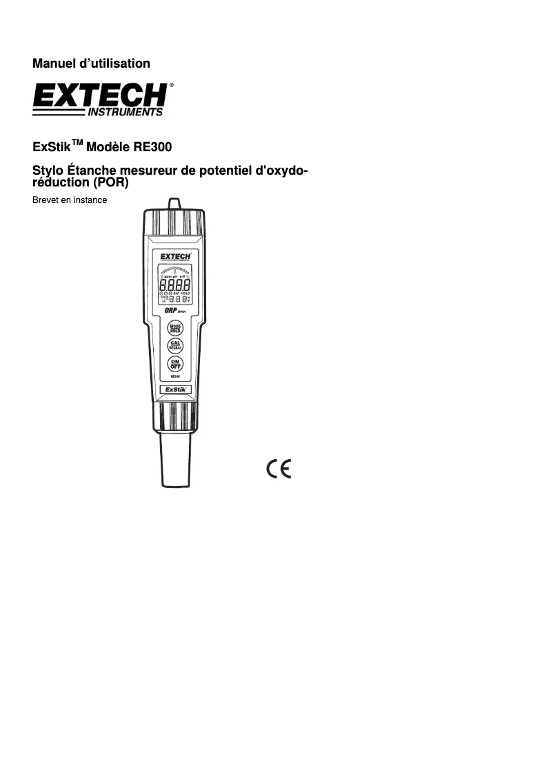 Page 1 de la notice Manuel utilisateur Extech RE300