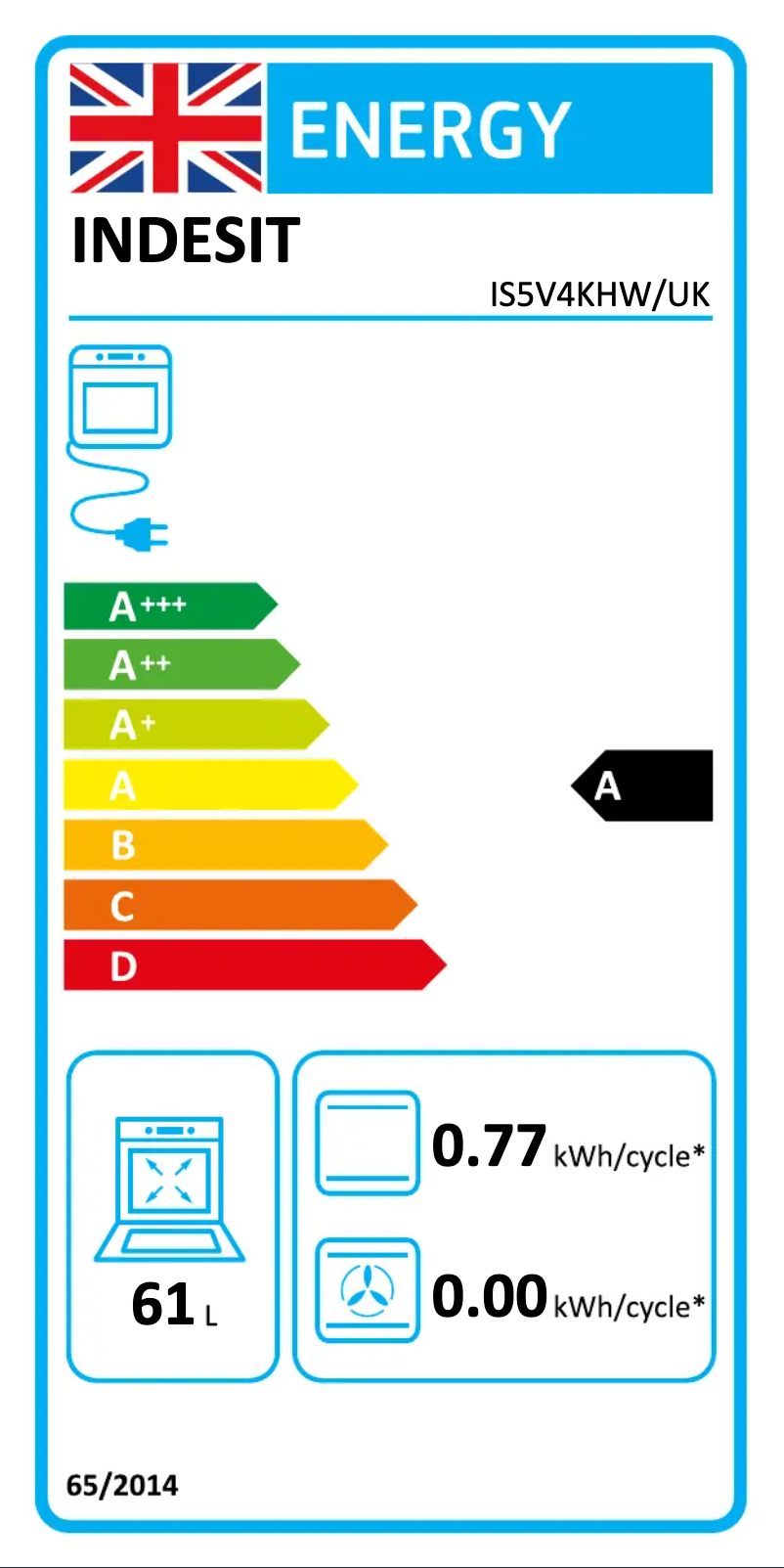 Page n°1 - Label énergétique Indesit IS5V4KHW/UK