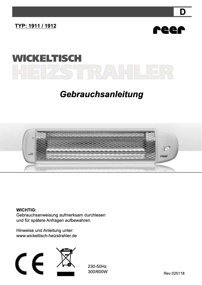 Página 1 del manual Manual de usuario Reer 1912