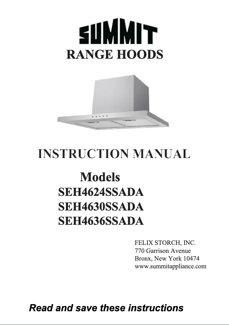 Page 1 de la notice Manuel utilisateur Summit SEH4636SSADA