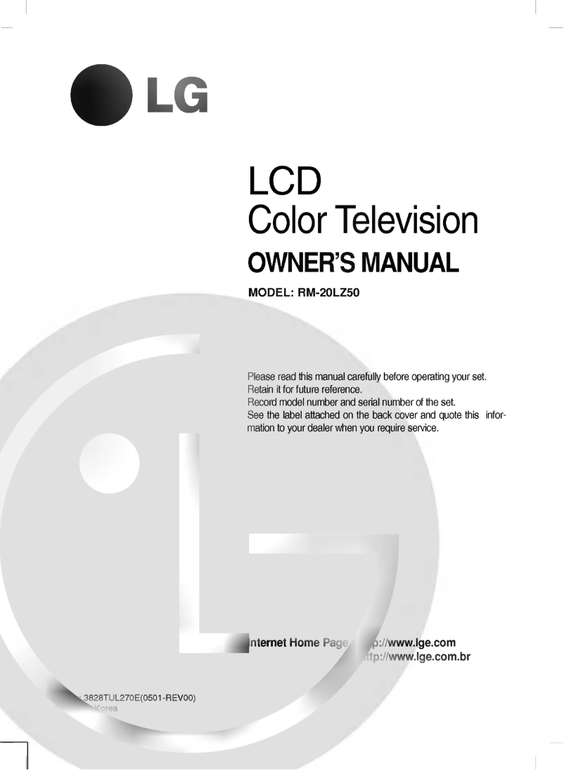 Page 1 de la notice Manuel utilisateur LG RM-20LZ50