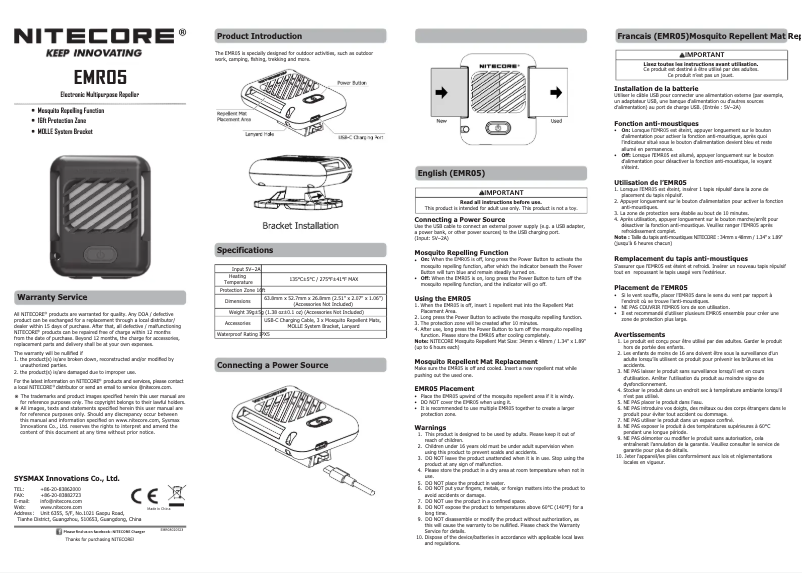 Page n°1 - Manuel utilisateur Nitecore EMR05