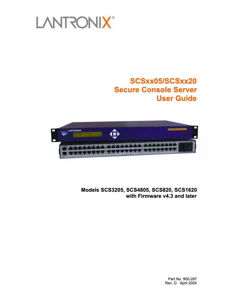 Page n°1 - Manuel utilisateur Lantronix SCS820