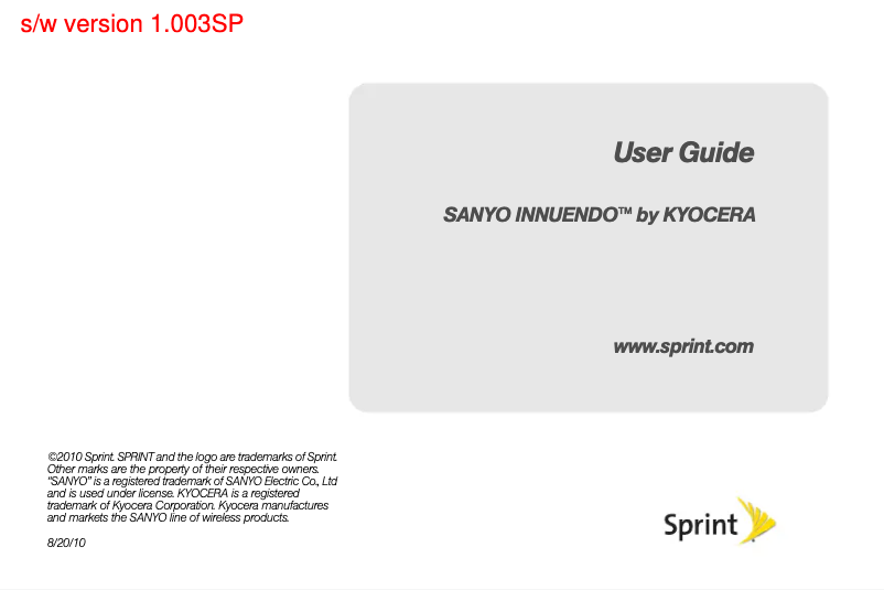 Page 1 de la notice Manuel utilisateur Sanyo Innuendo