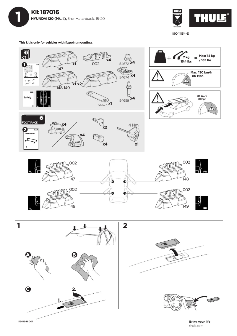 Page n°1 - Manuel utilisateur Thule Kit 183090