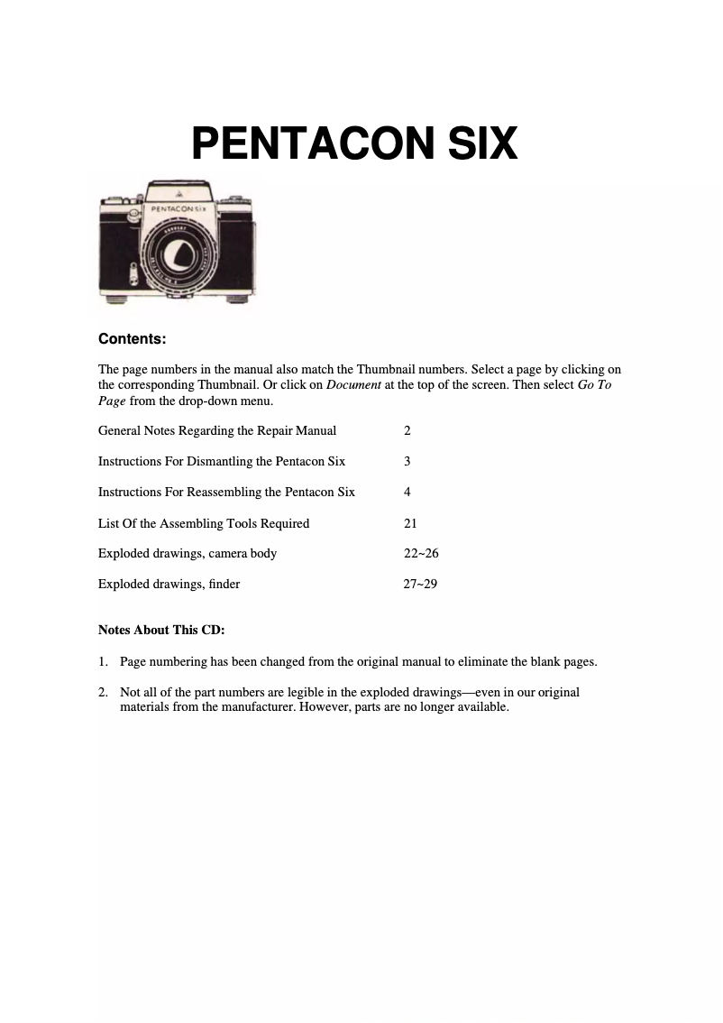 Image de la première page du manuel de l'appareil Six