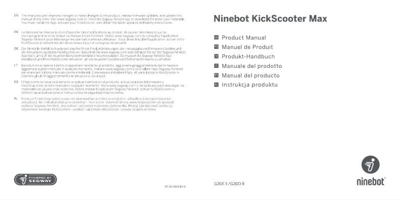 Page 1 de la notice Manuel utilisateur Segway Ninebot KickScooter MAX G30D II