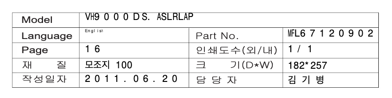 Image de la première page du manuel de l'appareil VH9000DS
