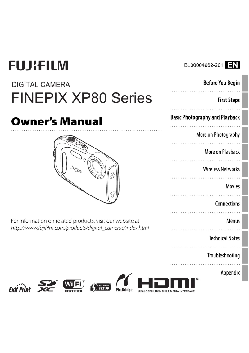 Image de la première page du manuel de l'appareil FinePix XP80