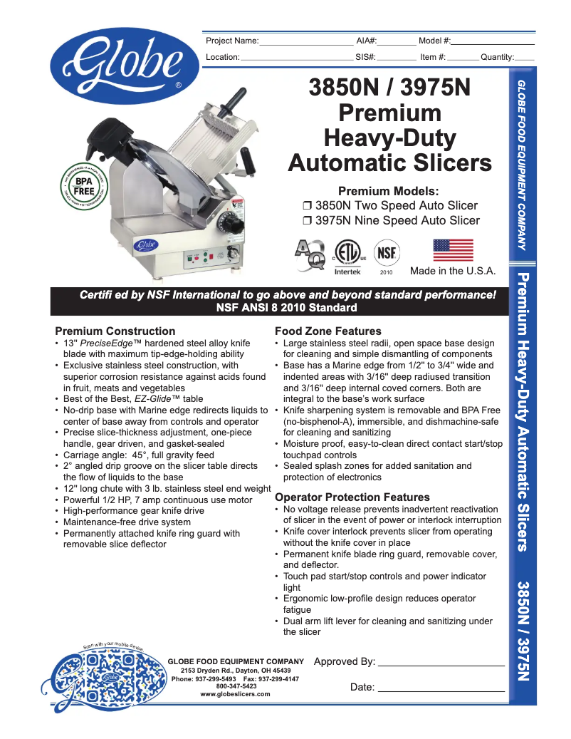 Page 1 de la notice Manuel utilisateur Globe 3850N