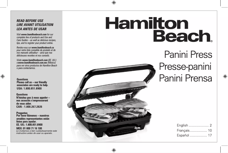 Page 1 de la notice Manuel utilisateur Hamilton Beach 25410