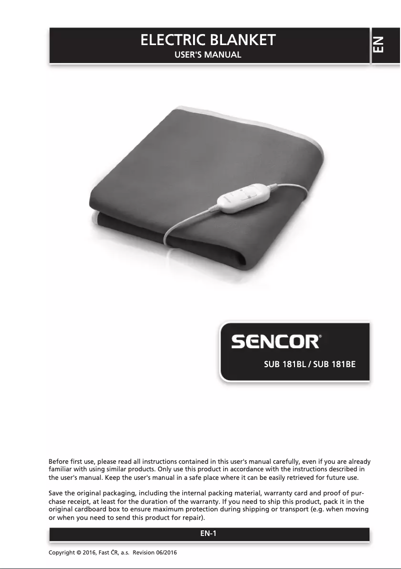 Image de la première page du manuel de l'appareil SUB 181BE