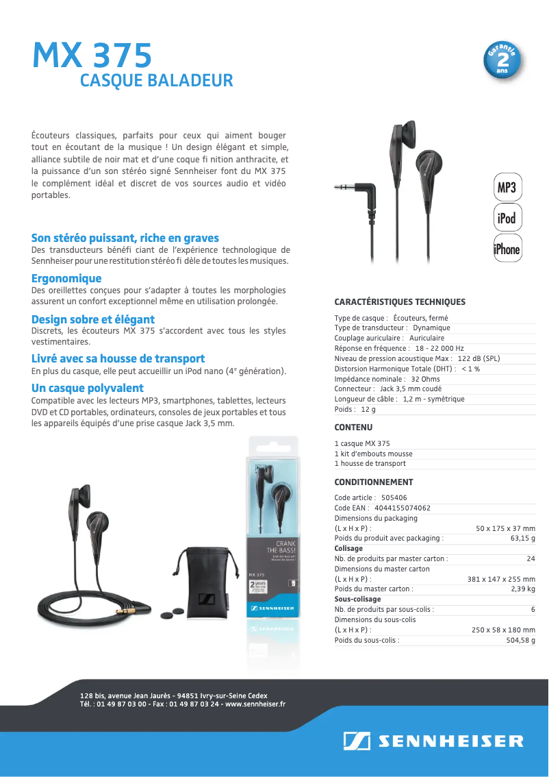 Página 1 del manual Manual de usuario Sennheiser MX 375